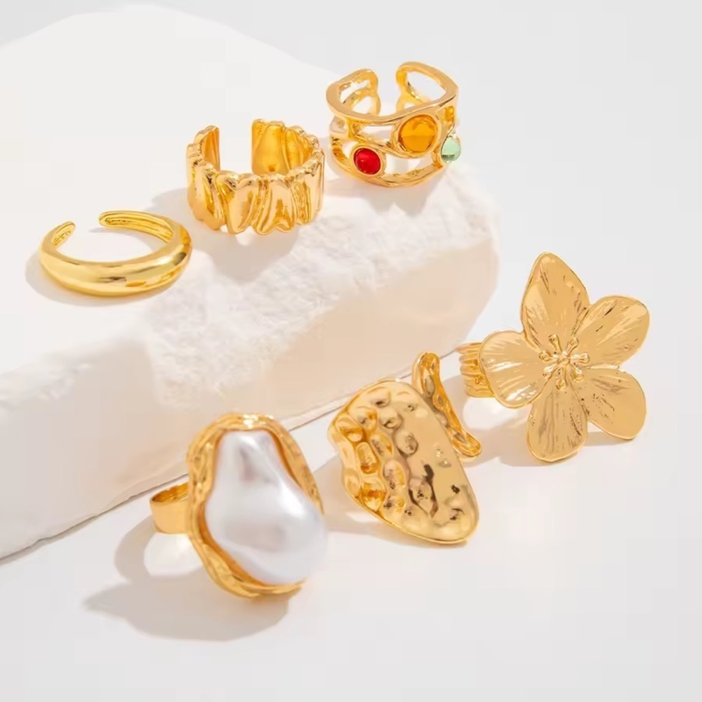 Golden Goddess Boho Luxe Gold 6 Piece Ring Set - Picture 5 of 14